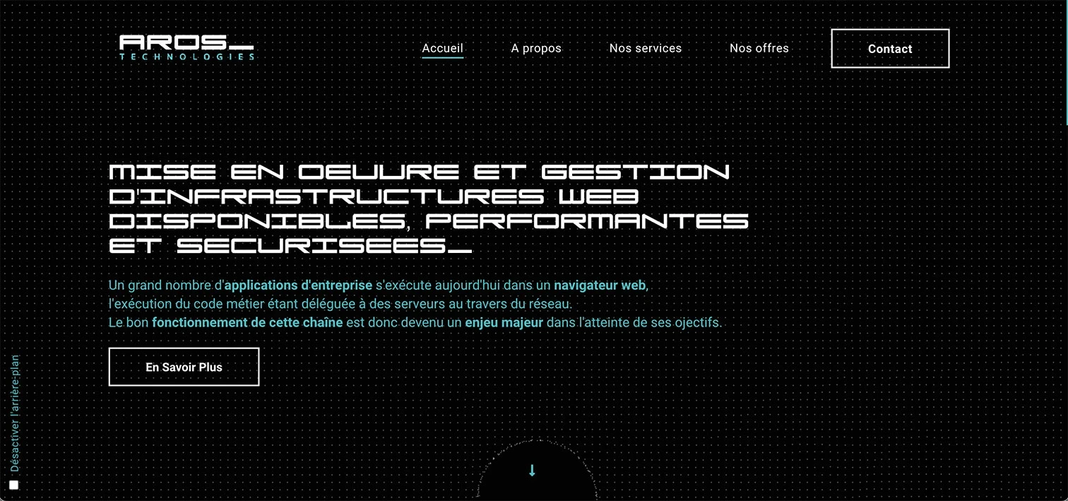 Site internet Aros Technologies