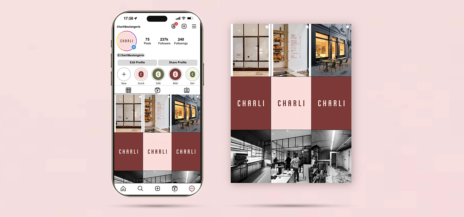 Feed Instagram de la boulangerie Charli